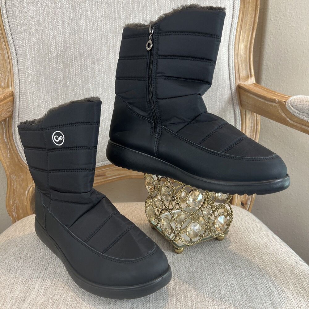 Alicegana Womens Winter Snow Boots Waterproof Fur Lining Zipper Comfortable EU43